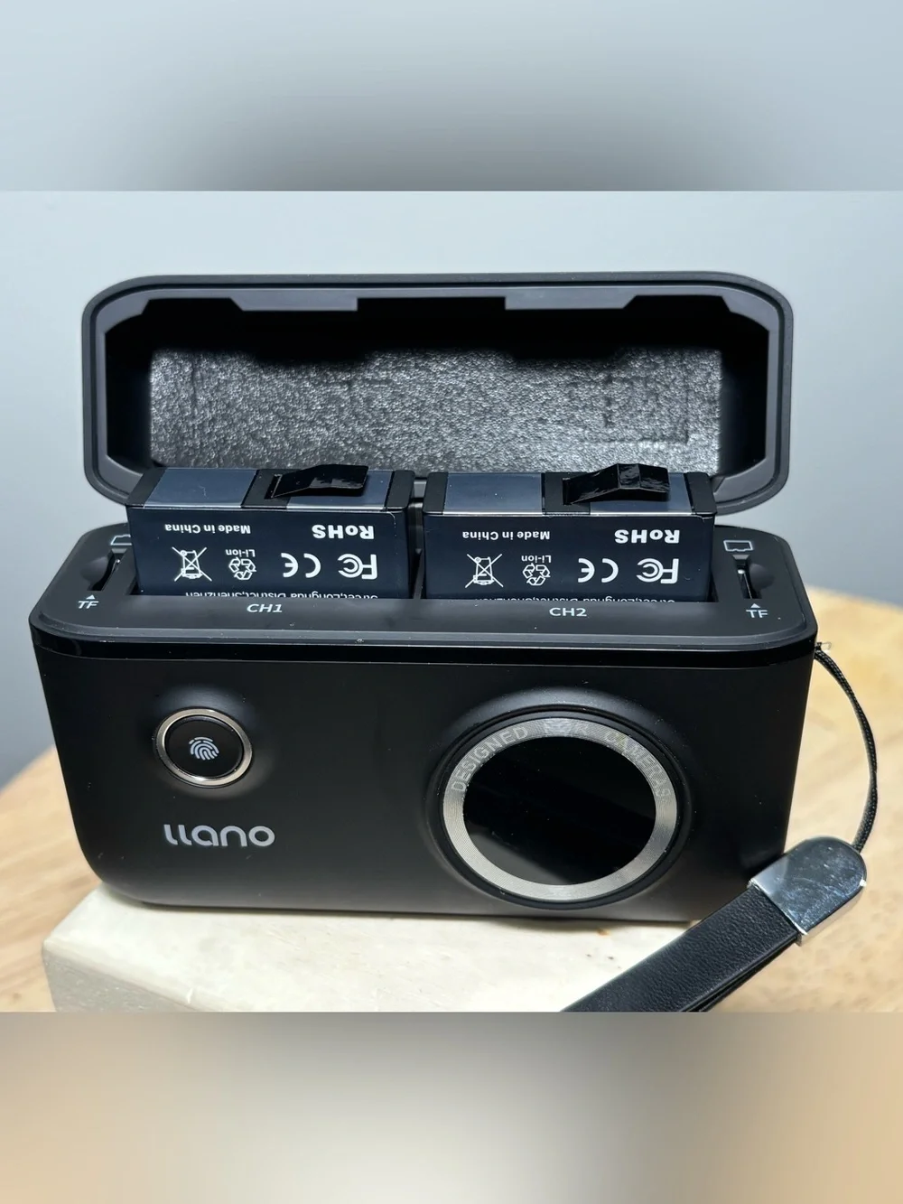 Milano Black Dual Camera Battery Charger with Wrist Strap